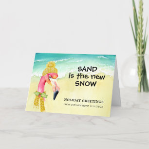 Adresse ändern Sand ist der neue Flamingo Strand Feiertagskarte