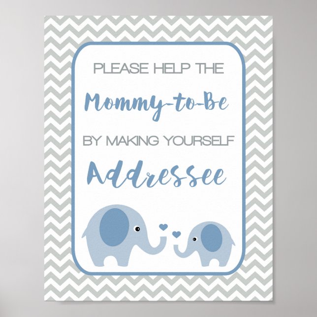Adresse eines Envelope Baby Duwer Schild Blue Elep (Vorne)