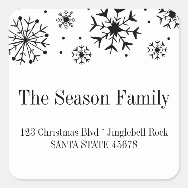 Adresse für Schneeflocken Quadratischer Aufkleber (Vorderseite)