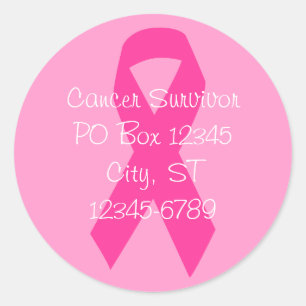 Adresse mit rosa Band Runder Aufkleber