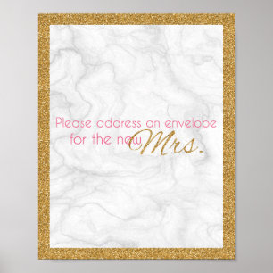 Adresse und Umschlag Marmor- und Golddusche Poster