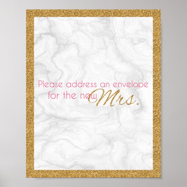 Adresse und Umschlag Marmor- und Golddusche Poster (Vorne)