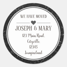 Adressenänderung aus schwarzem Marmor Runder Aufkleber
