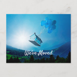 Adressenänderung Ballon-Haus-Postkarte Ankündigungspostkarte