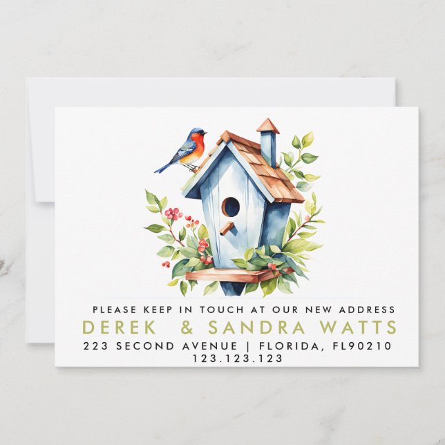 Adressenänderung, die wir verschoben haben Vogel Einladung (Vorderseite)