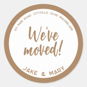 Adressenänderung Einfache Moderne Wir sind umgezog Runder Aufkleber