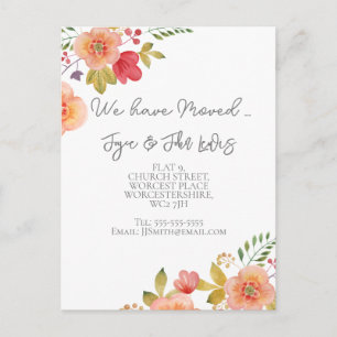 Adressenänderung Elegante Blumenpostkarte Postkarte
