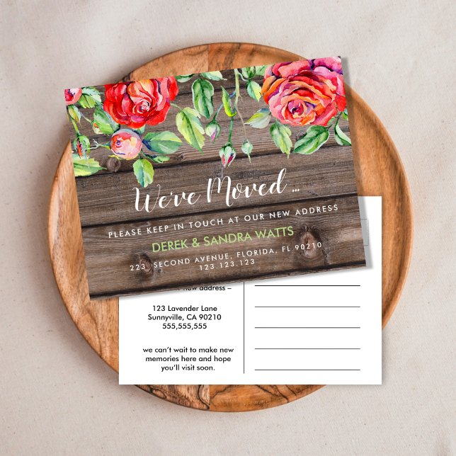 Adressenänderung haben wir Haus Blumenstrauß versc Ankündigungspostkarte (Von Creator hochgeladen)