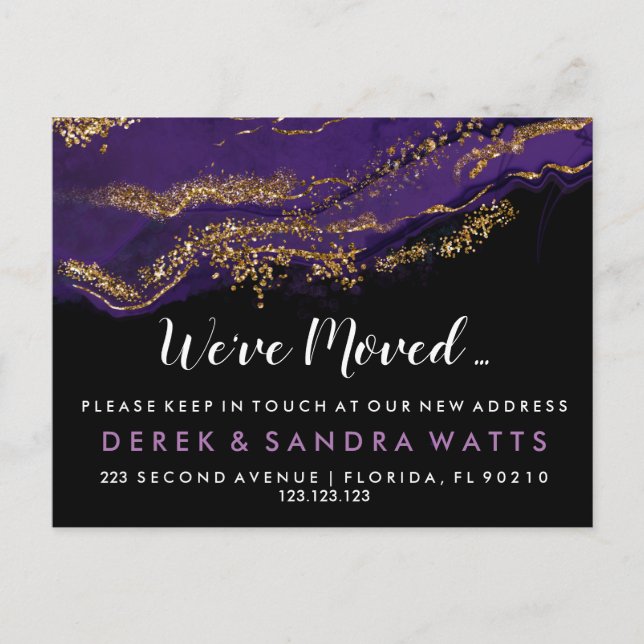 Adressenänderung haben wir Haus violett umgezogen Ankündigungspostkarte (Vorderseite)