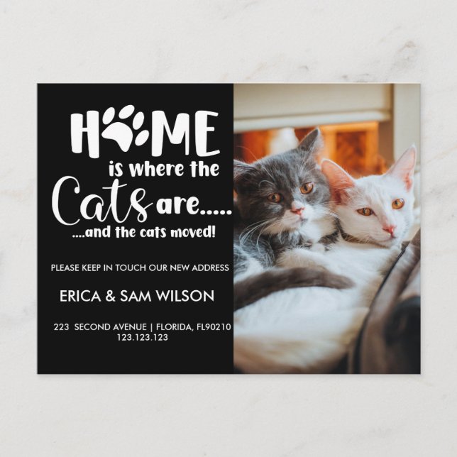 Adressenänderung haben wir Haus Zuhause ist Katze Ankündigungspostkarte (Vorderseite)