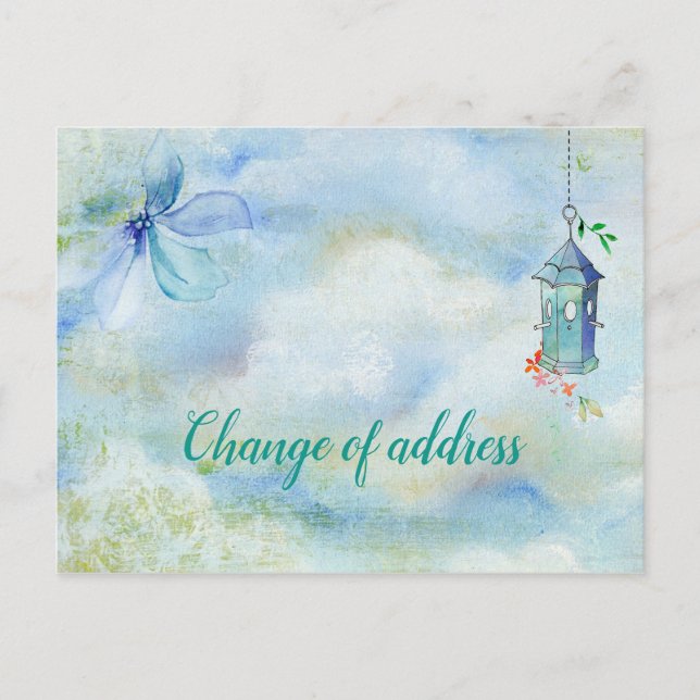 Adressenänderung Vogel-Haus-Postkarte Ankündigungspostkarte (Vorderseite)