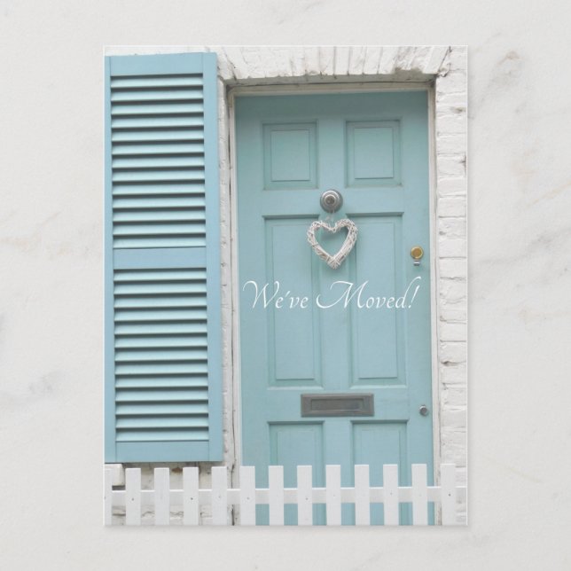 Adressenänderung - "Vordertür mit Herz" Postkarte (Vorderseite)