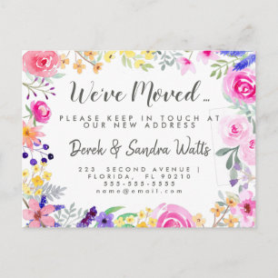 Adressenänderung wir haben Blumenaquarell verschob Ankündigungspostkarte