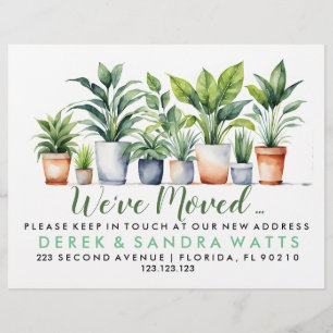 Adressenänderung wir haben Pflanze-Pots verschoben Flyer