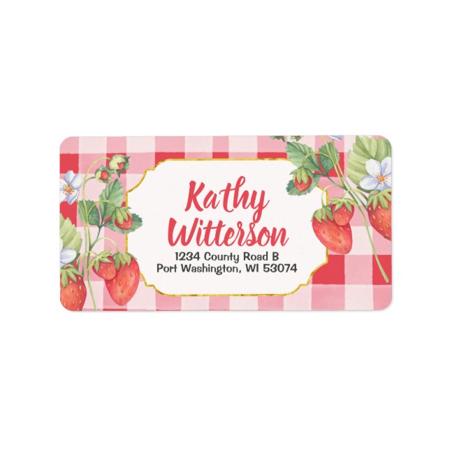Adressenaufkleber Pastel Berry Sweet Strawberry Adressaufkleber (Vorne)