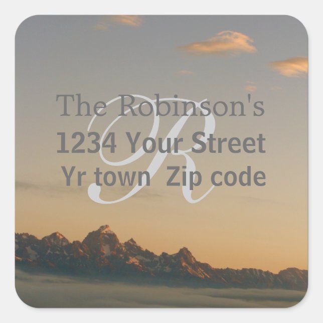 Adressetikett für Familienteton und Wolken Quadratischer Aufkleber (Vorderseite)