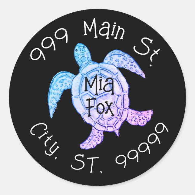 Adressetikett für Meeresschildkröten Runder Aufkleber (Vorderseite)