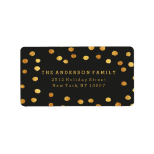 Adressetikett für schwarze und goldene Punkte