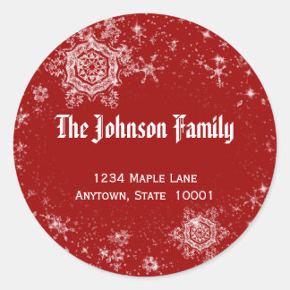 Adressetikett für Snowflakes Runder Aufkleber