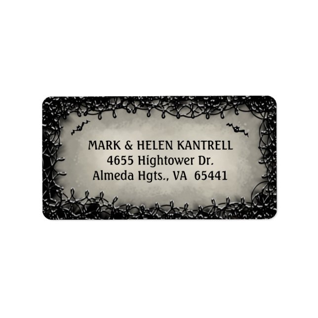 Adressetikett - Halloween Grau mit schwarzer Grenz (Vorne)