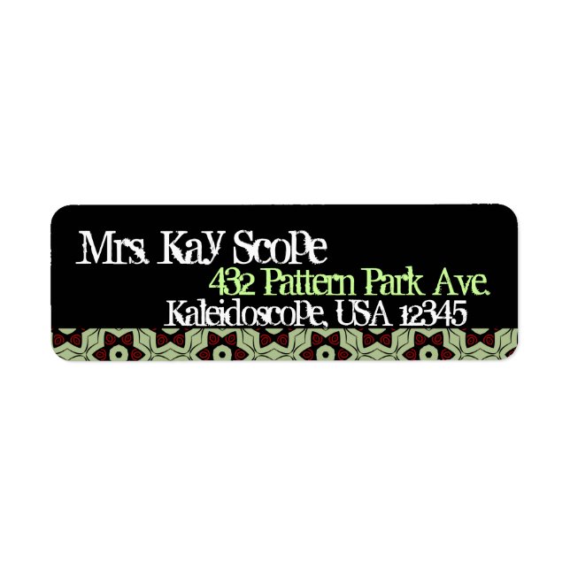 Adressetikett Mit Monogramm Tan Black Red Pattern (Vorne)