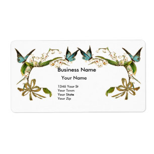 Adressetikett Vintage Retro Schmetterling Floral