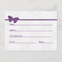 Adresskarten Hochzeitstorte Butterfly Brocade Lila Postkarte