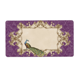 Adressmarken - Lila Vintage Pfaus- und Etchings