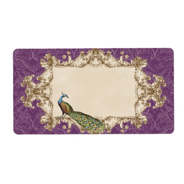 Adressmarken - Lila Vintage Pfaus- und Etchings (Vorne)