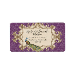 Adressmarken - Lila Vintage Pfaus- und Etchings Adressaufkleber