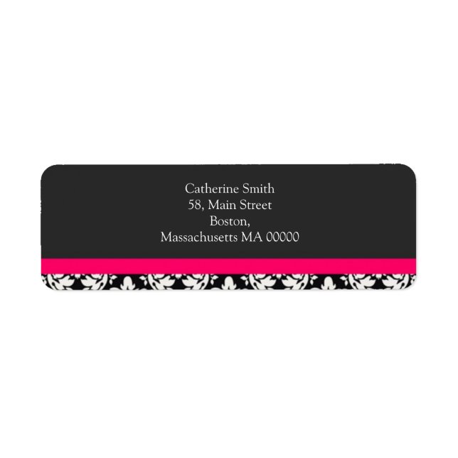 Adressmarken mit Hot Pink Damask (Vorne)
