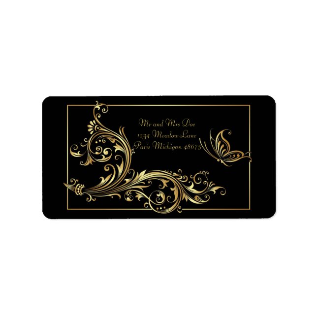 Adressmarken/Schmetterling und Wirbel Adressaufkleber (Vorne)