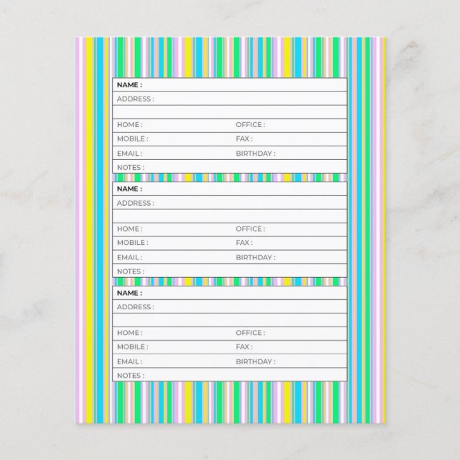 Adressseite für Pastel Stripes (Vorderseite)