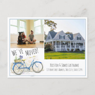 Adresswechsel Fahrrad mit Foto Ankündigungspostkarte