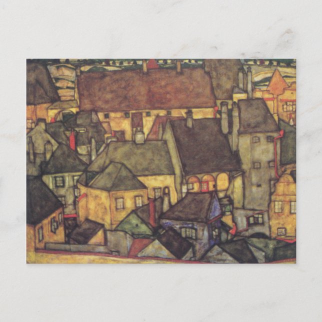 Adresswechsel - Schiele Yellow CIty, 1914 Ankündigungspostkarte (Vorderseite)