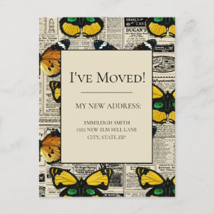 Adresswechsel Vintager Schmetterlinge Zeitung Postkarte