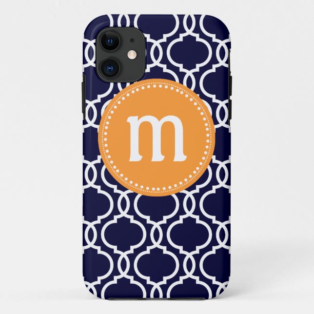 Adrettes Quatrefoil kundenspezifisches Monogramm Case-Mate iPhone Hülle (Rückseite)