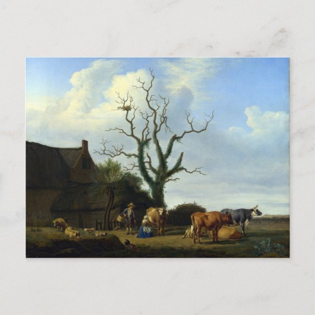 Adriaen van de Velde Ein Bauernhof mit einem toten Postkarte (Vorderseite)