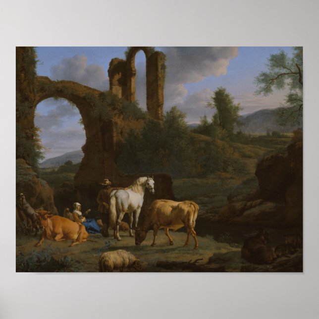 Adriaen van de Velde - Pastorale Landschaft Poster (Vorne)