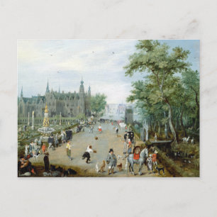 Adriaen van de Venne A Jeu de Paume Before a Count Postkarte