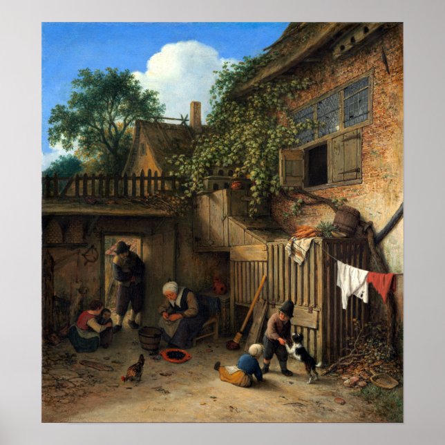 Adriaen van Ostade Die Hütte Dooryard Poster (Vorne)