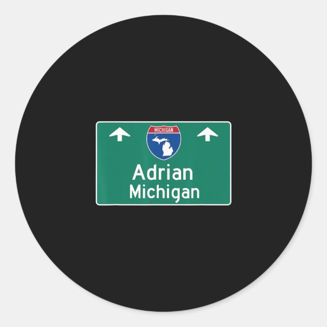 Adrian Michigan Mi Interstate Highway Vacation Sou Runder Aufkleber (Vorderseite)