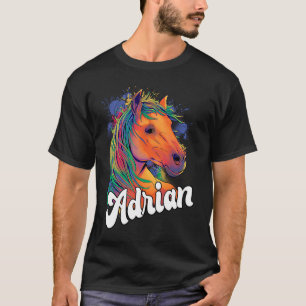 ADRIAN Niedlich Boy Name mit schönem Pferd T-Shirt