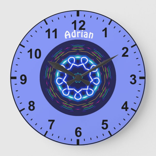 ADRIAN Personalisiert ~ Space Wheel Fraktal ~ Larg Große Wanduhr (Vorderseite)