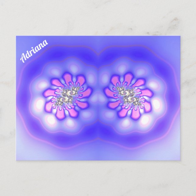 ADRIANA ~ 3D-Fraktal Design ~ Pink Blue Mauve ~ Postkarte (Vorderseite)