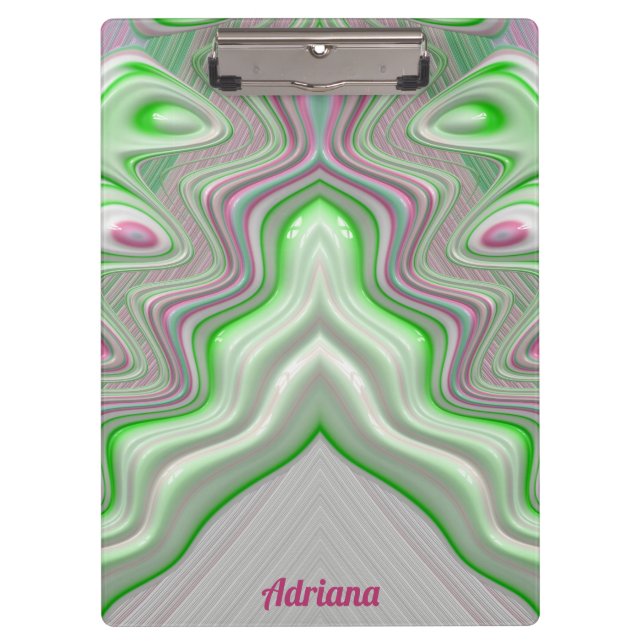 ADRIANA ~ PASTEL 3D! Rosa, grüne und weiße GLOSSY Klemmbrett (Vorderseite)