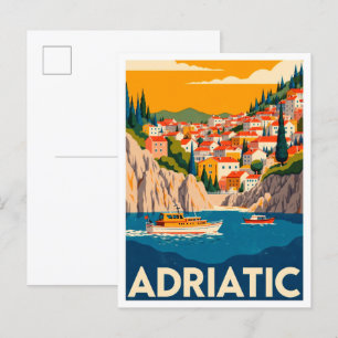 Adriatic Art Vintag Illustration Postkarte
