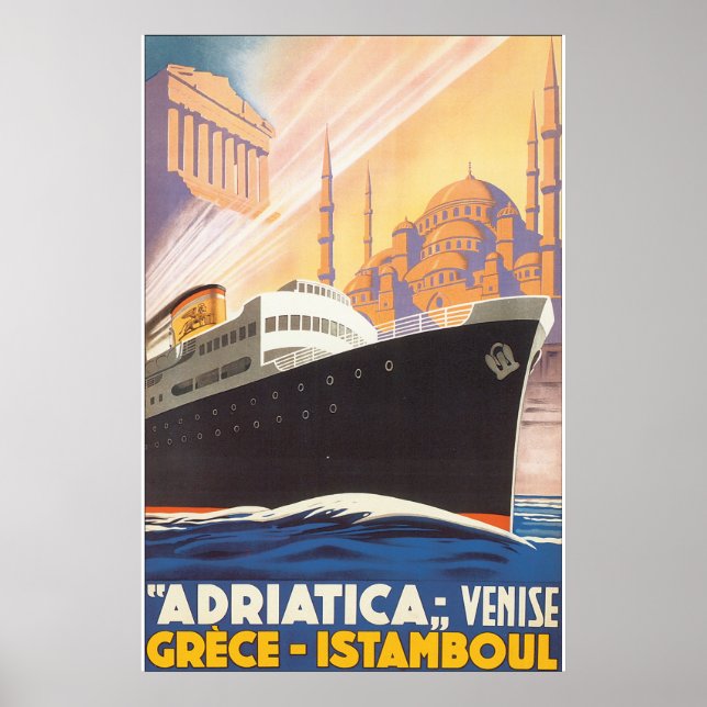 Adriatica Venise Grece Istamboul Vintage Travel Po Poster (Vorne)