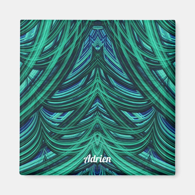~ ADRIEN ~ GORGEOUS! ~ 3D-Fraktal blau grün Magnet (Vorne)