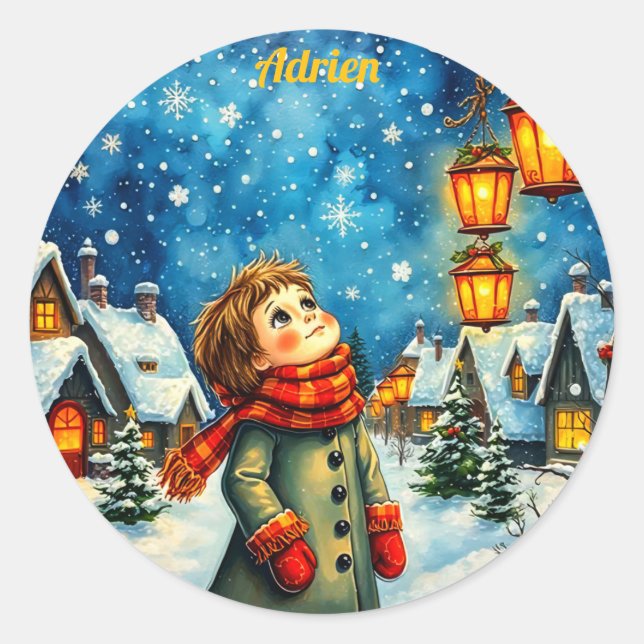 ADRIEN ~ HÜBSCHE 3D! Gold, Rot und Grün ~ Runder Aufkleber (Vorderseite)
